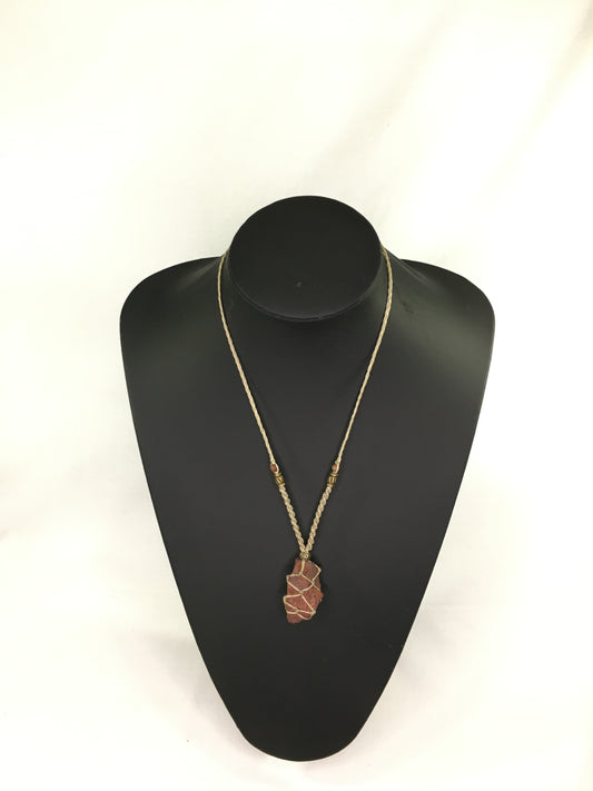 Crystal Necklaces - Red tigers eye crystal with wax cord