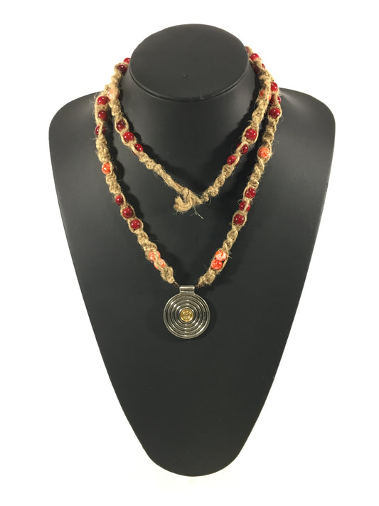 Cosmetic Jewelry  - Custom pendant Beaded Roped Necklace
