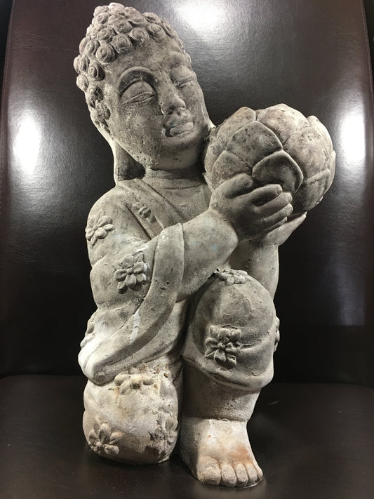 Large indoor/outdoor Grey Concrete buddha Candle Holder