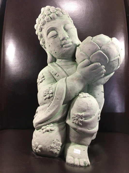 Large indoor/outdoor Green Concrete buddha Candle Holder
