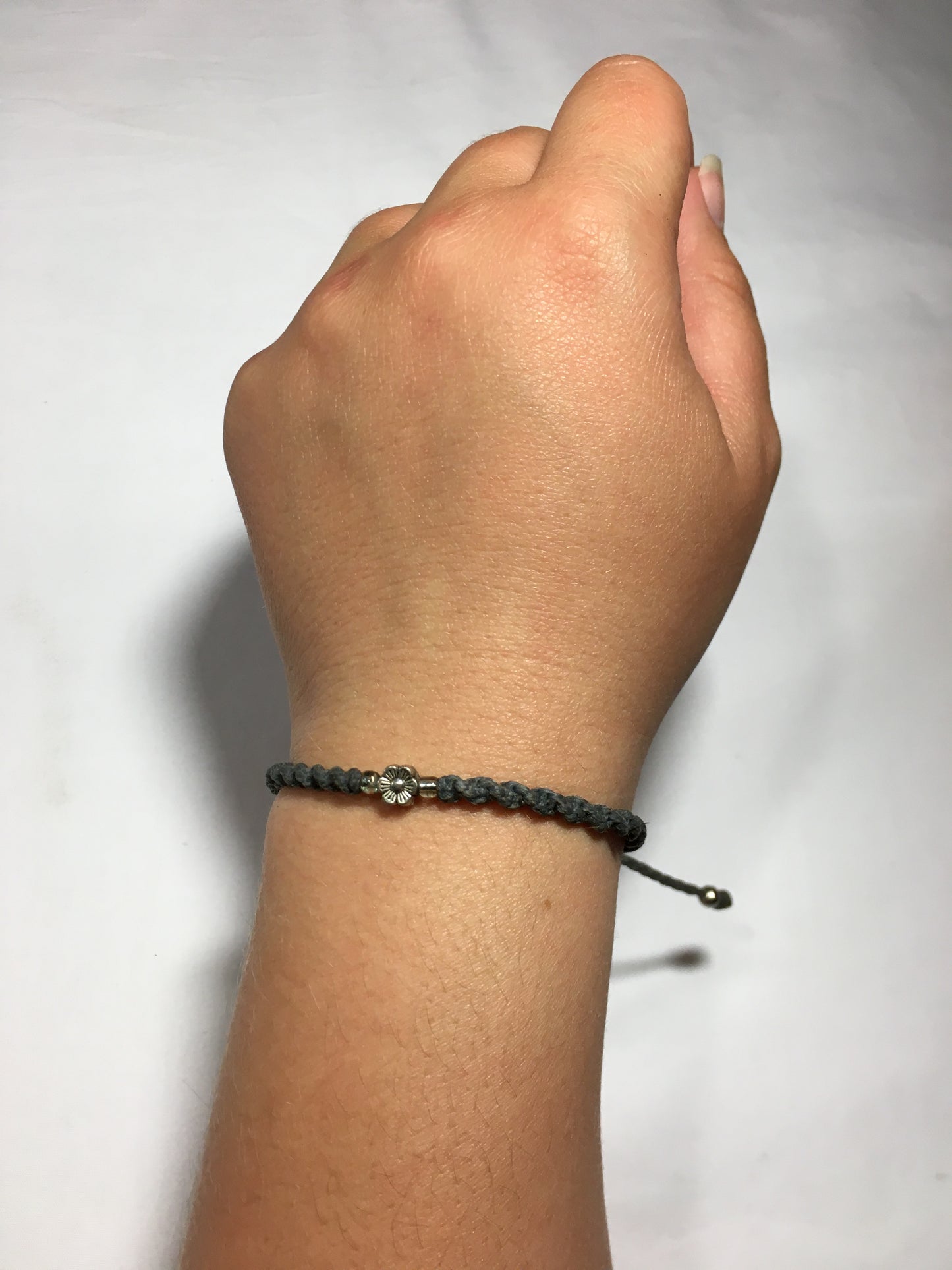 Roped Bracelet - Flower Pendant with wax cord bracelet