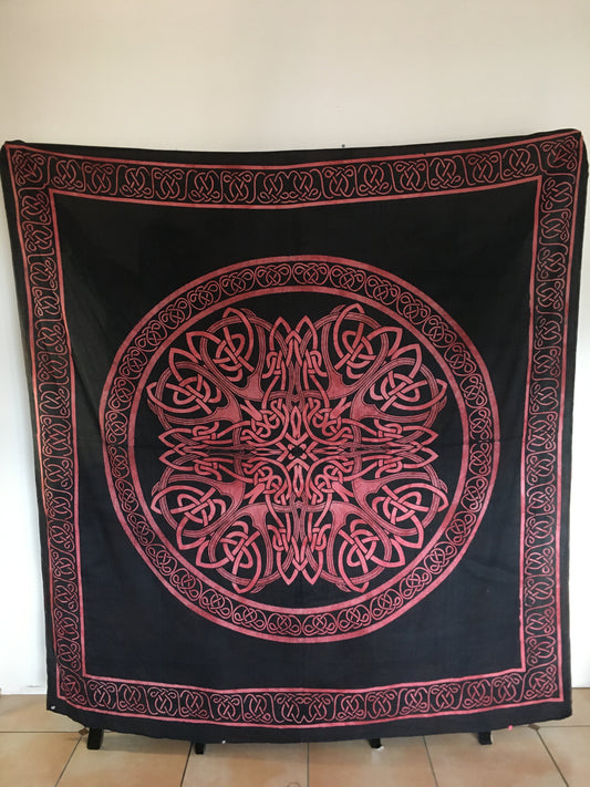 Red and Black Mandala Tapestry Large