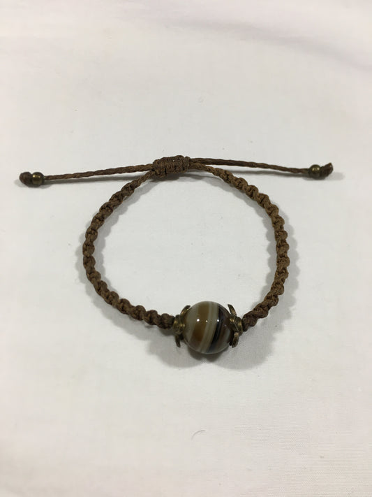 Roped Bracelet - wax cord with Jupiter jasper stone
