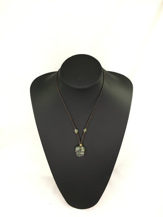 Crystal Necklaces - Watermelon tourmaline crystal with wax cord