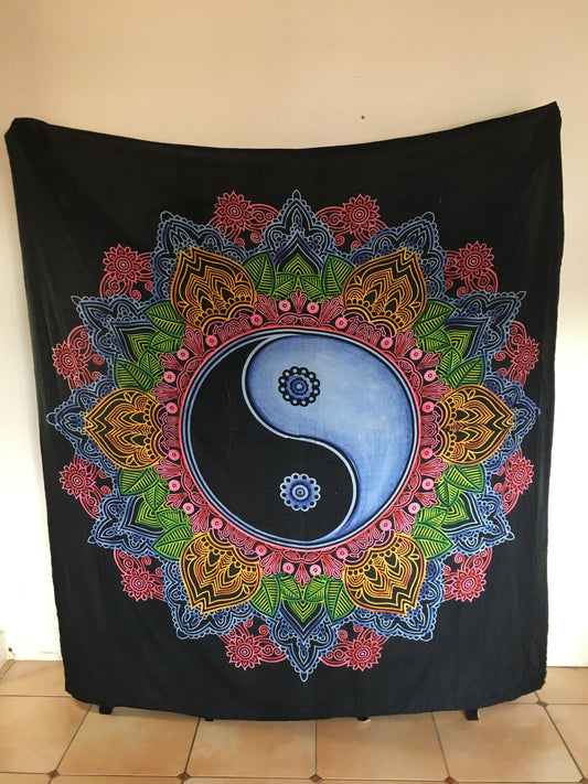 Ying-Yang, Multi-coloured Mandala Tapestry Large