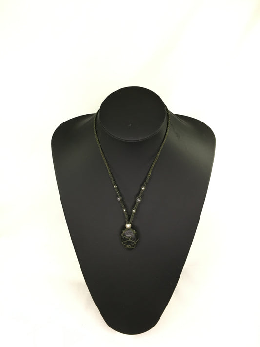 Crystal Necklaces - Basalt crystal with wax cord