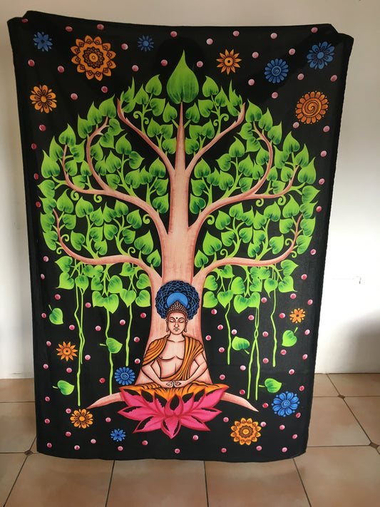Tree of Life with Meditating Buddha Tapestry Small
