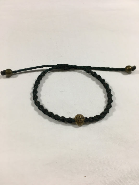Roped Bracelet - Buddha pendant with wax cord bracelet